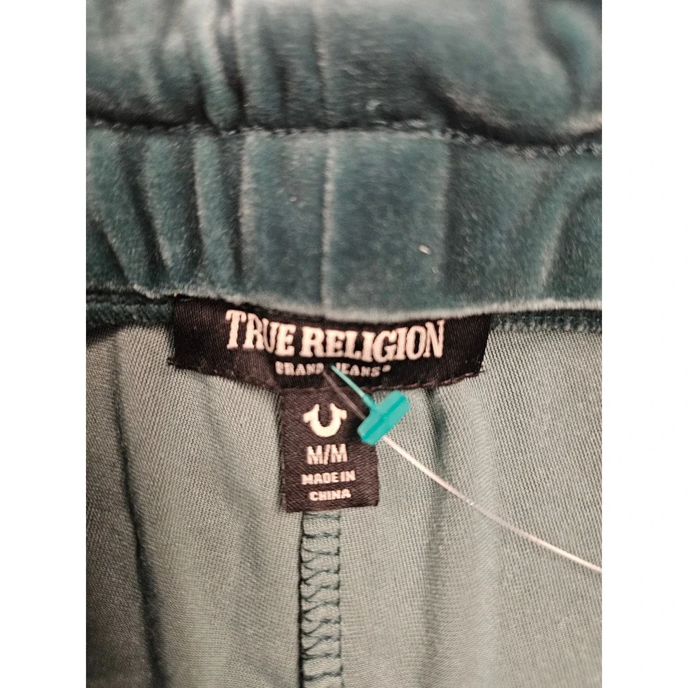 True Religion Mens Teal Green Velour Joggers Velvet Sweatpants Size Medium